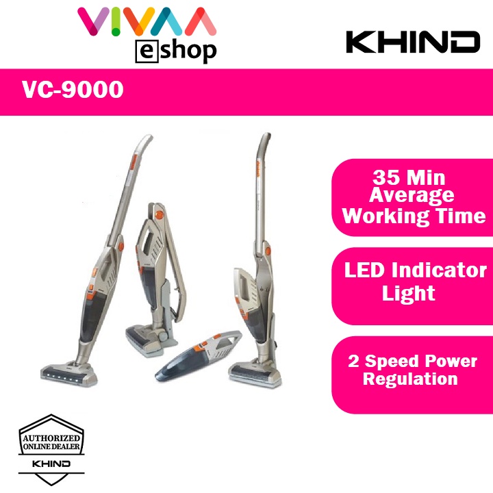 Khind VC9000 Rechargeable Cordless 2 in 1 Upright Vertical Handy Stick Vacuum Cleaner Shopee