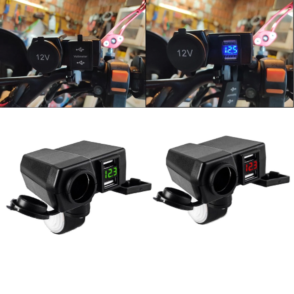 Motorcycle Scooter E-bikes Cigarette Lighter Socket Power 5V 4.2A Dual USB Charger 12V For Cars Smartphones DV