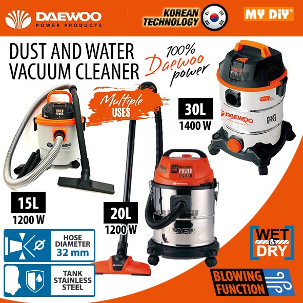 MYDIYSDNBHD - DAEWOO VACUUM CLEANER 15L 20L 30L 40L WET AND DRY 1200W 15L 1250W 20L 1400W 30L 40L 3 MODE