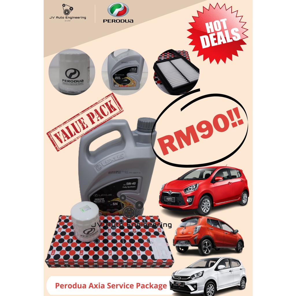 PERODUA AXIA SERVICE PACKAGE ENGINE OIL LEXUS 5W40 AIR FILTER UMW