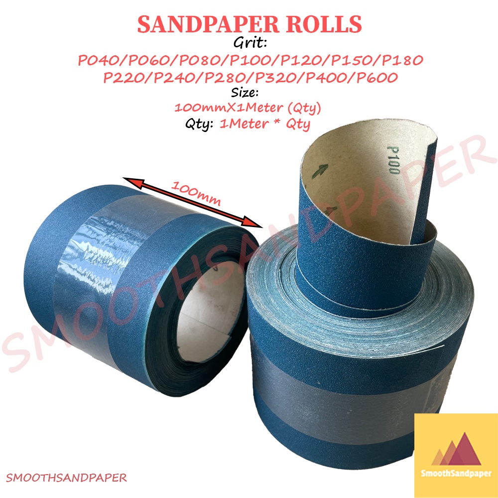 Sandpaper Roll Aluminium Oxide Kertas Pasir Roll 100mm x 1 Meter Wood Metal DIY 木工 铁工 砂纸卷
