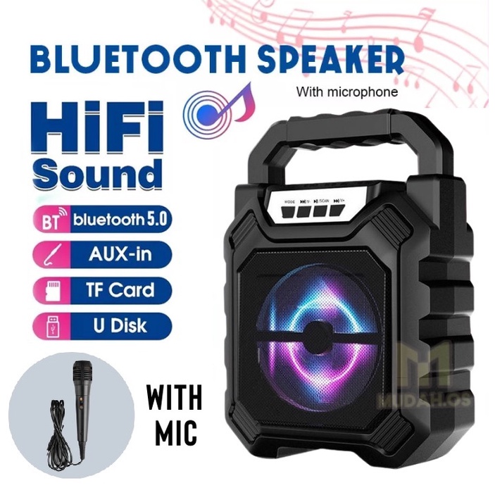 Portable Bluetooth Speaker With Mic LED Light Wireless Speakers Hifi Sound Extra Bass Sound Box