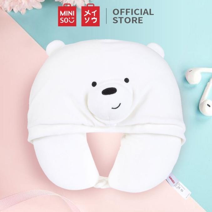 Miniso We Bare Bears Neck Pillow With Hat Ushaped Travel Pillow ICE BEAR Shopee Malaysia