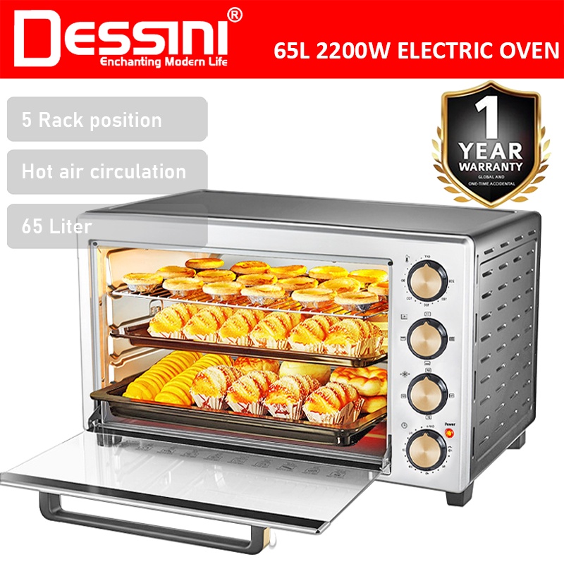 DESSINI ITALY 65L Electric Rotisserie Oven Convection Hot Air Fryer Toaster Timer Oil Free Roaster Machine / Ketuhar