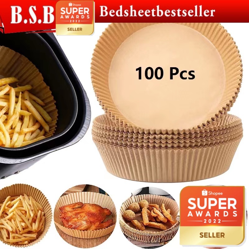 Bsb 100pcs 20cm Air Fryer Disposable Baking Papers Non-stick Steamer 