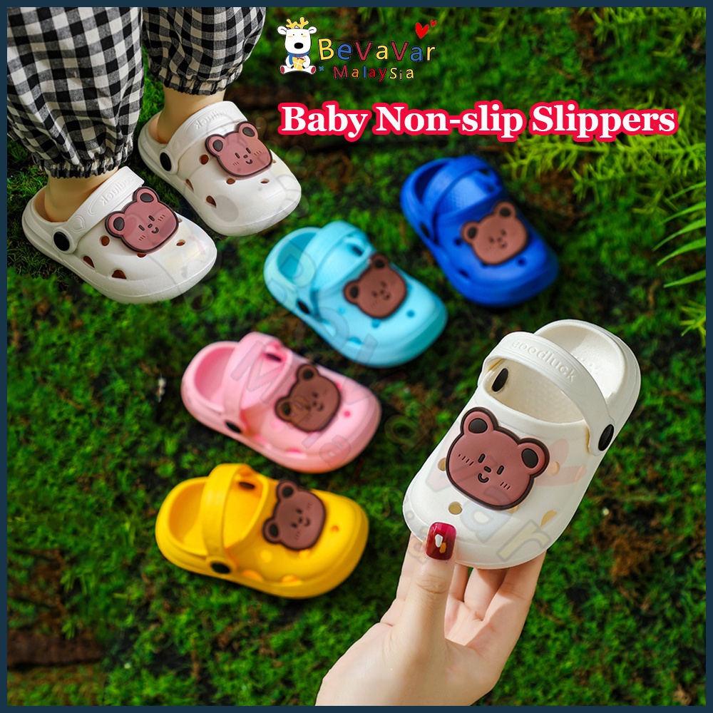 Bevavar 1-4 Years Baby Kids Sandals Boys Girls Non-slip Slippers Cute Bear Shoes Selipar Bayi Budak