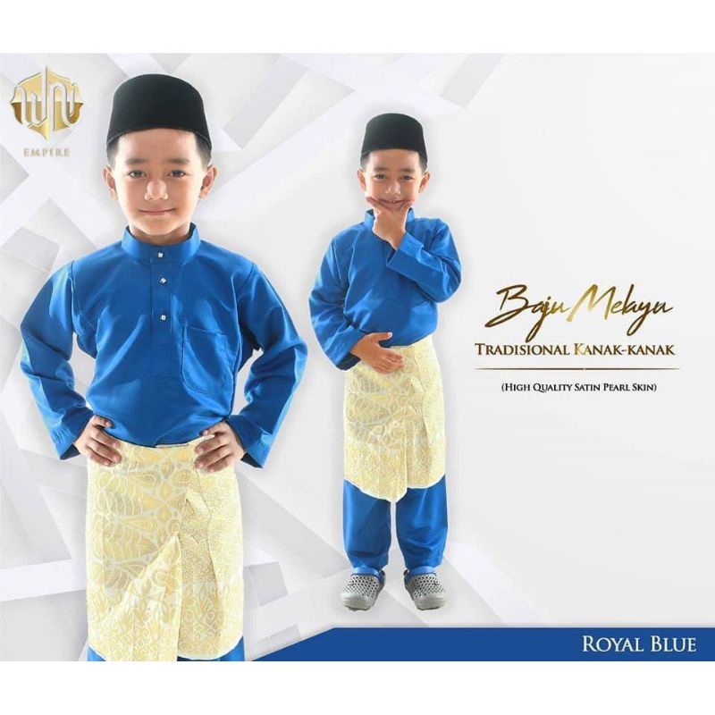 BAJU MELAYU BUDAK ROYAL BLUE (PESAK)