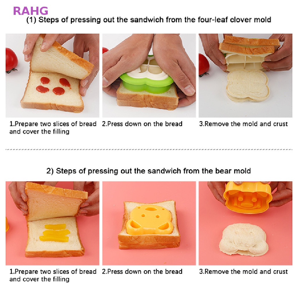 RAHG Teddy Bear Sandwich Mold Bento Lunch Sandwich Bread Mold Cutters Bread Sandwich Shapers Maker for Kids Baking Pastry Tools Children Interesg Food Kitchen Accessories NEW