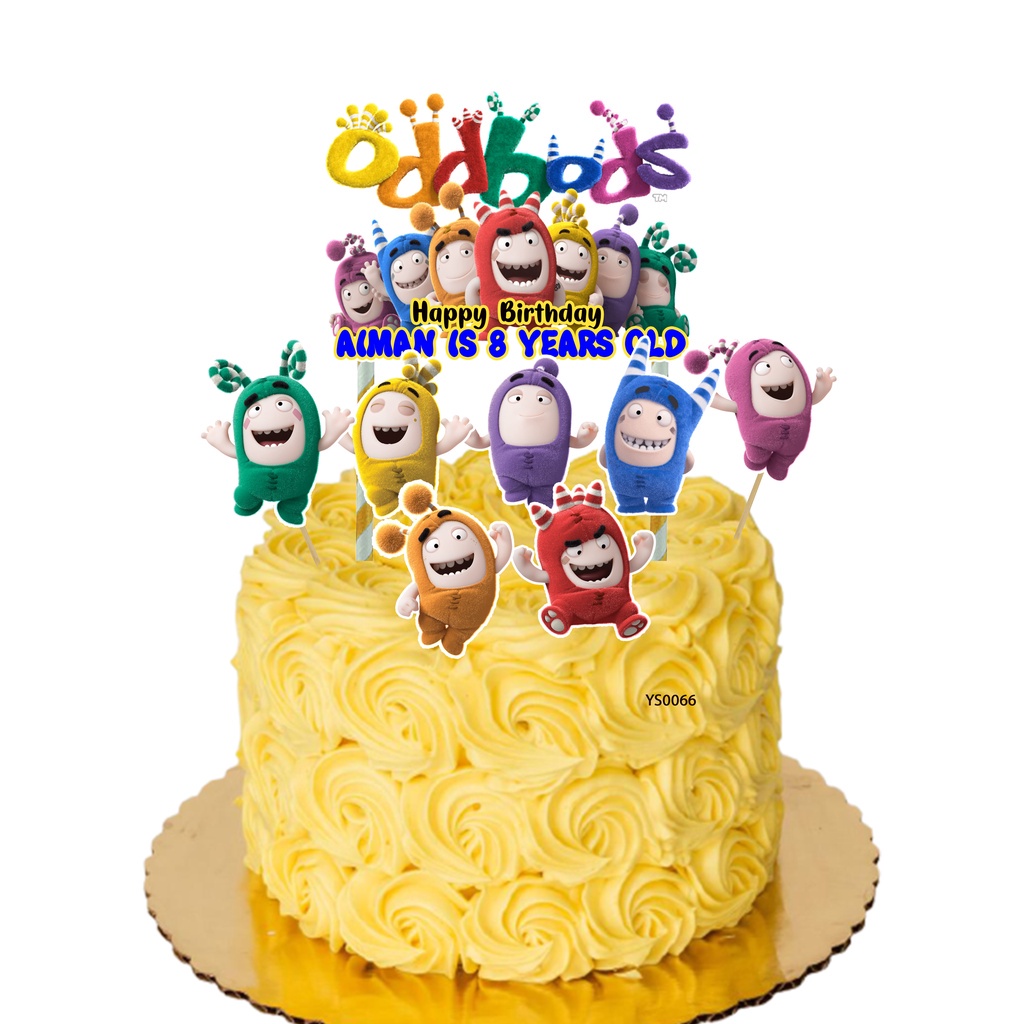 [CUSTOM NAME] Happy Birthday Cake Topper Oddbods Decoration Set Party ...