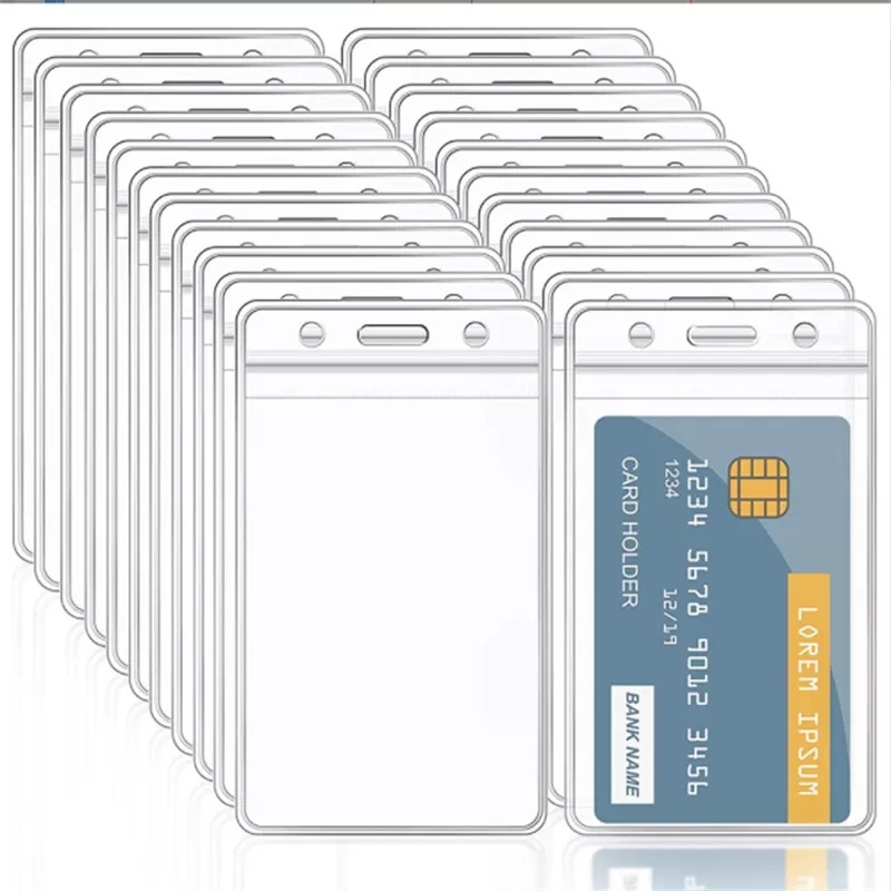 10 Pcs Standard Size ID Card Sleeves Waterproof Clear Bank Card Holder Zip-lock Design Work Card Case Anti-lost Cards Storage Pouch For School Office Company Exhibition