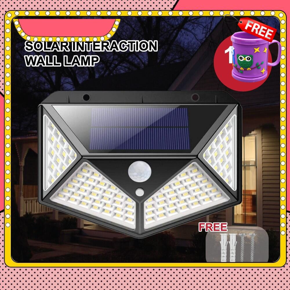 FREE GIFT Solar Interaction Wall Lamp 100 LED Motion Sensor Wall Mount Efficiency Safety