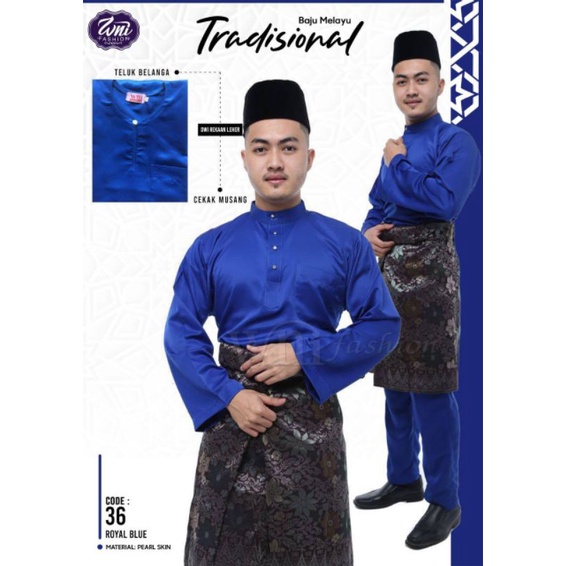 BAJU MELAYU ROYAL BLUE (PESAK)