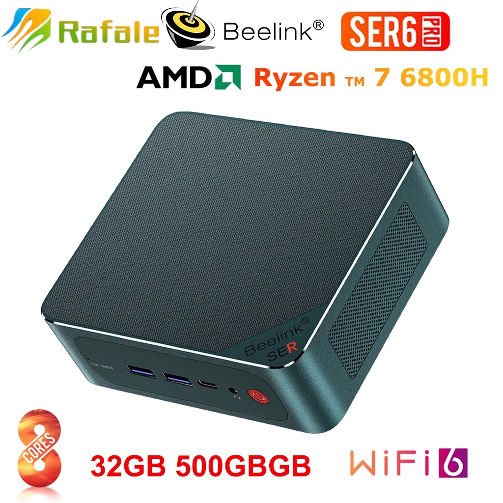 Beelink SER6 Pro AMD Ryzen 7 6800H Mini PC Windows 11 Pro DDR5 32GB