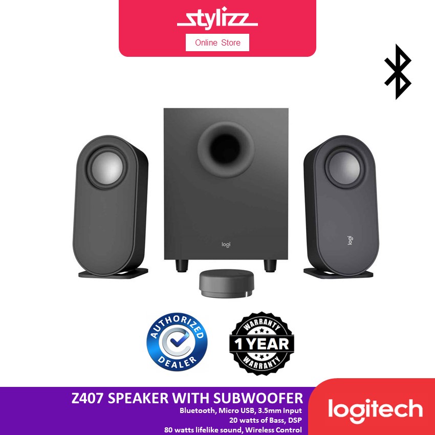 LOGITECH Z407 BLUETOOTH COMPUTER SPEAKERS WITH SUBWOOFER AND WIRELESS