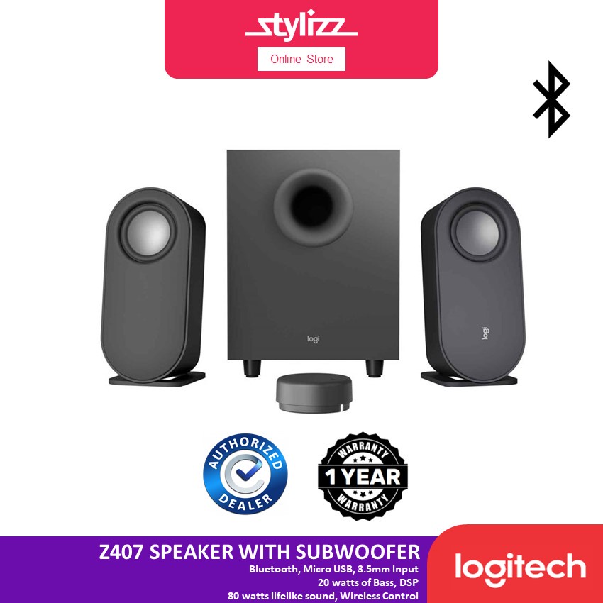 Logitech Z407 Bluetooth Computer Speakers With Subwoofer And Wireless Control 80w Lifelike 5739