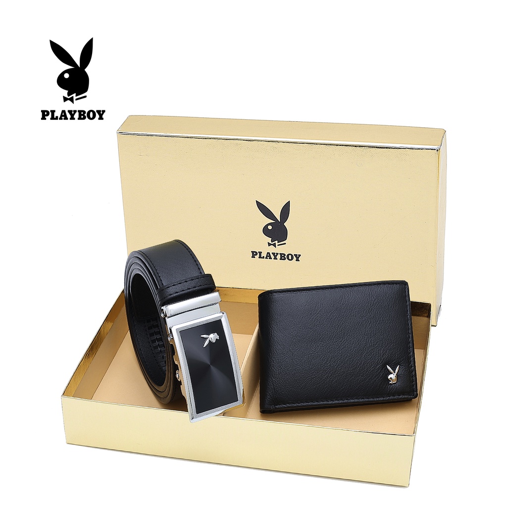 PLAYBOY Genuine Leather Bifold Wallet And 35MM Automatic Belt Gift Set ...