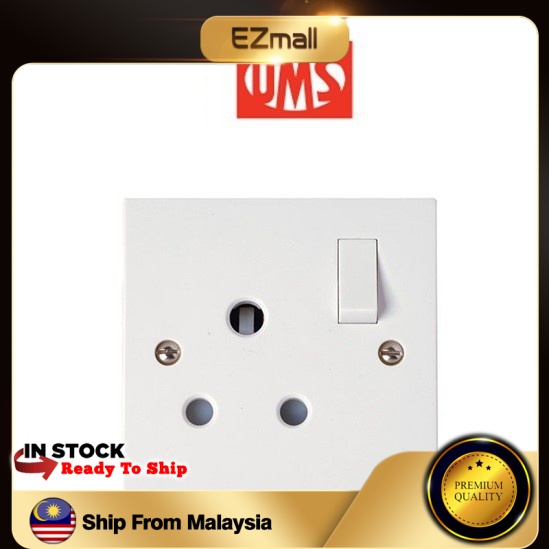UMS 15A SWITCH SOCKET OUTLET (1215A)(SIRIM) / SINGLE SWITCH SOCKET OUTLET / ONE GANG ELECTRIC