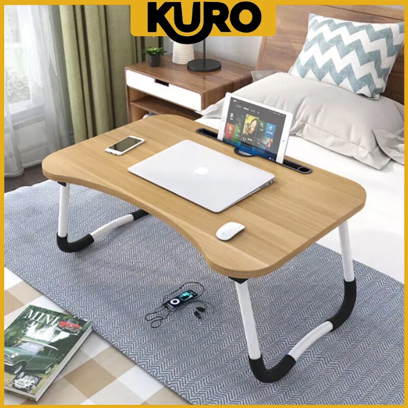 FREE GIFT  Foldable Table Anti-slip Drawer Bed Laptop Table Notebook Table Portable Computer Desk Meja Lipat (Withou