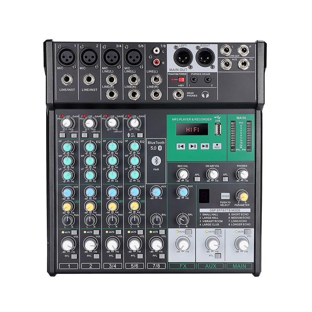 Sound Mixing Console with 7 Channels Audio Mixer for Stage Performance
