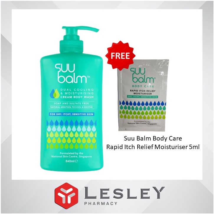 Suu Balm Dual Cooling & Moisturising Cream Body Wash 840mL + FOC Suu