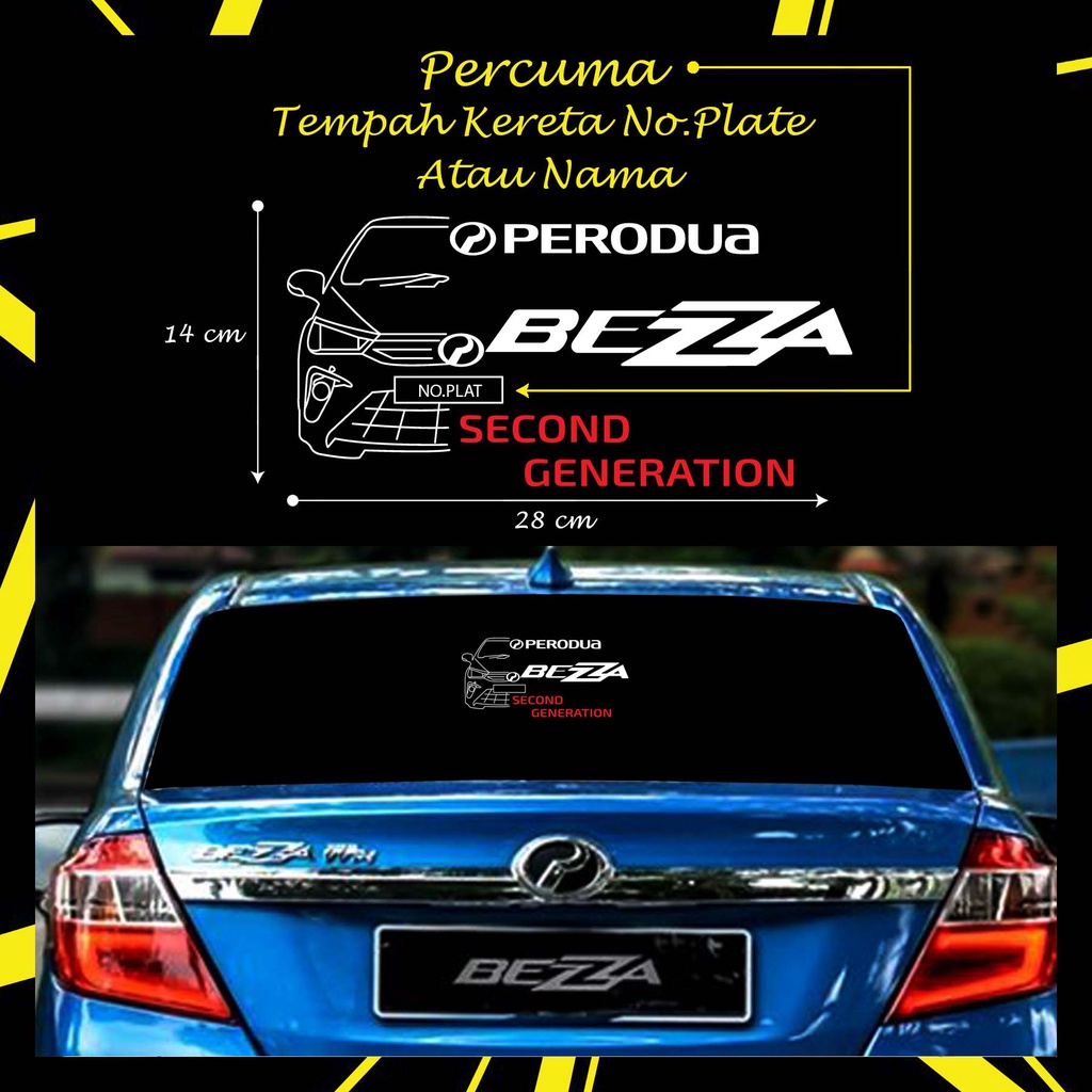 PERODUA BEZZA SECOND GENERATION STIKER CERMIN KERETA / K04 | Shopee ...