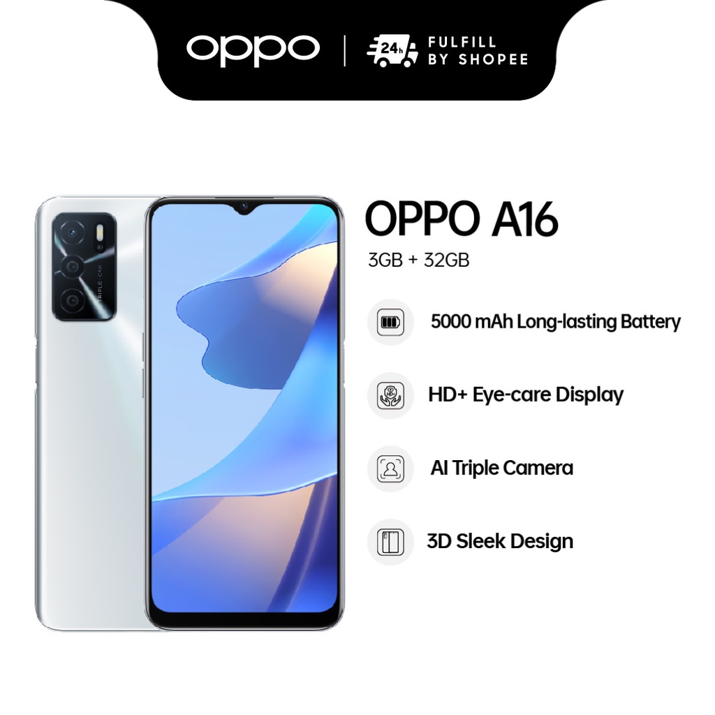 OPPO A16 Smartphone | 3GB RAM + 32GB ROM | Expandable Memory l AI ...