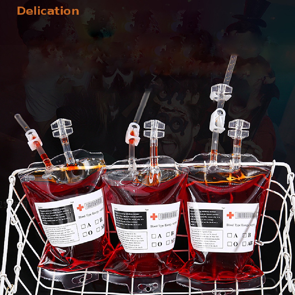 Delication 350ml Clear Food Grade PVC Reusable Blood Energy Drink Bag Halloween Pouch NEW