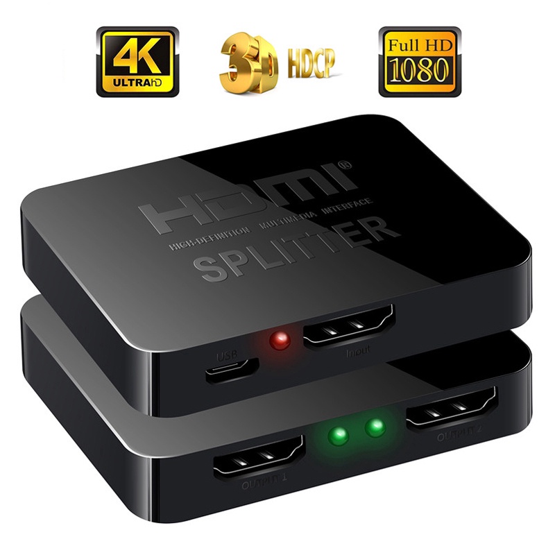 HD 1 in 2 out Splitter 4k Splitter4K HD Splitter Full HD 1080p Video HD Switch Switcher 1X2 Split 1 in 2 Out Amplifier Dual Display