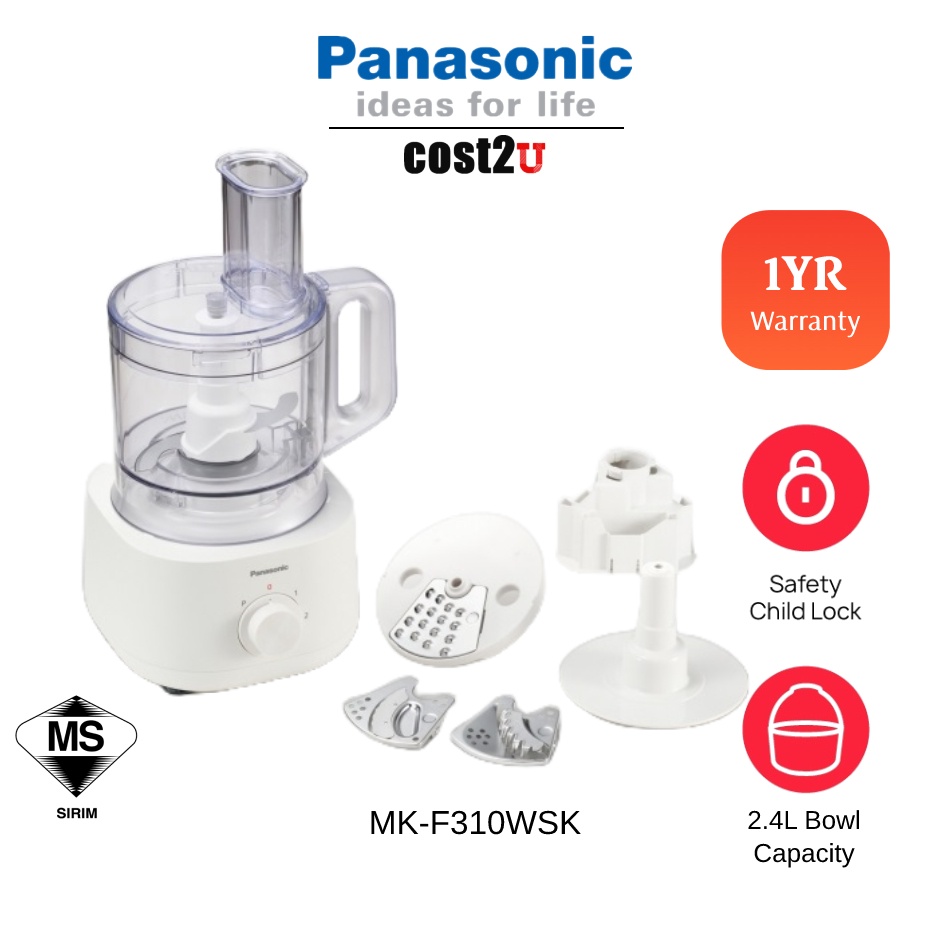 Panasonic Food Processor with 5 Accessories for 18 Functions | MK-F310WSK (Meat Grinder Juicer Mixer Blender 搅拌机)