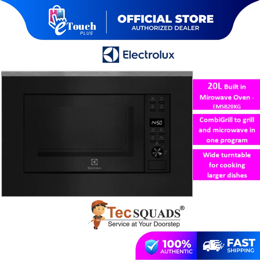 Electrolux 60cm/20L UltimateTaste 500 Built-in Grill Microwave Oven EMSB20XG / EMS2085X