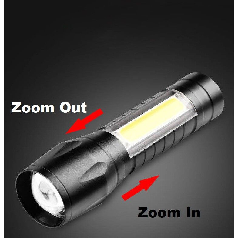 FREE GIFT  3 Mode + Zoom In Out W513 USB Rechargeable High Power Mini LED Torchlight Torch Lampu Suluh Gelap