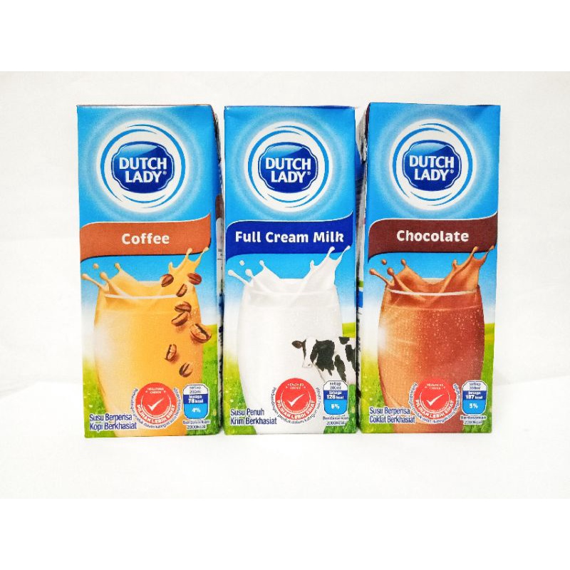 Dutch Lady Uht Recombined Milk 200ml 3 Flavours Shopee Malaysia