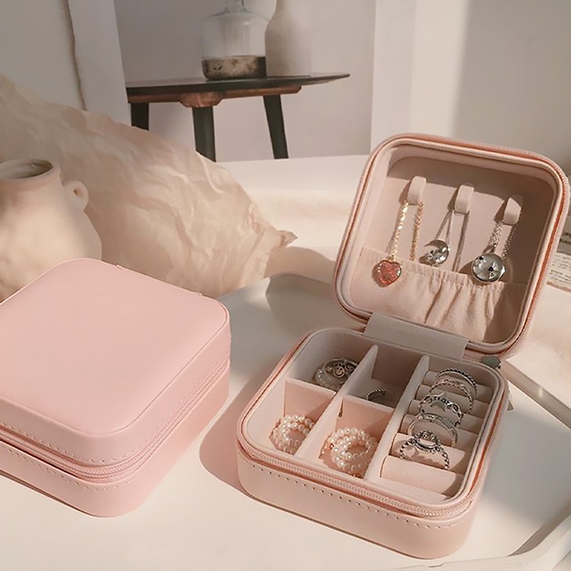 PU Leather Mini Jewelry Organizer Case Portable Jewellery Storage Box Bracelet Rings Earring Pendants Display Holder