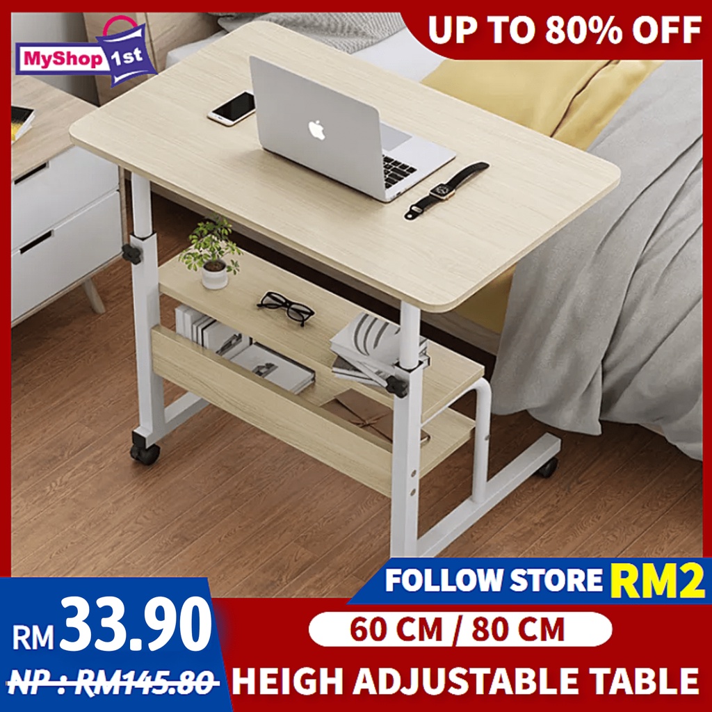 Height Adjustable Table Notebook Laptop Computer Table Desk Bedroom ...