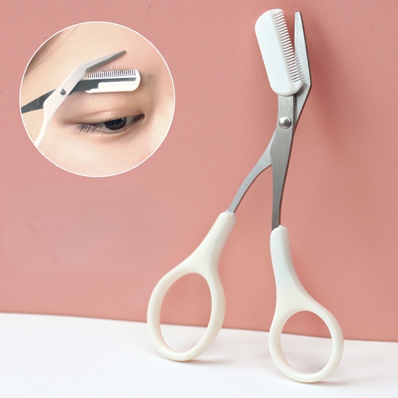 2pcs Facial Eyebrow Shaping Shaver Eyebrow Trimmer Scissor with Comb