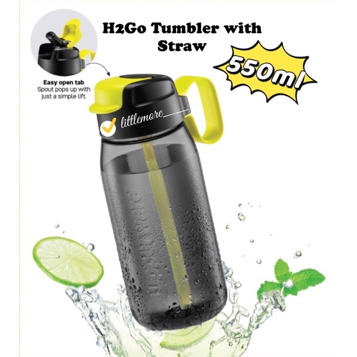 Tupperware H2Go Tumbler with Straw 550ml (Black)/ H2Go Tumbler with ...