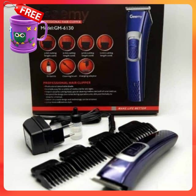 FREE GIFT Geemy GM-6130 GM6130 Rechargeable Professional Hair Clipper/ Cutter/ Shaver/Trimmer/Mesin Gunting Rambut
