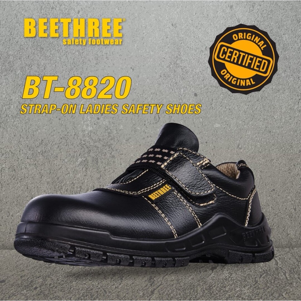 BEETHREE BT 8820 Lady Safety Shoe Boot Black Strap On 4" Steel Toe Cap Shopee Malaysia