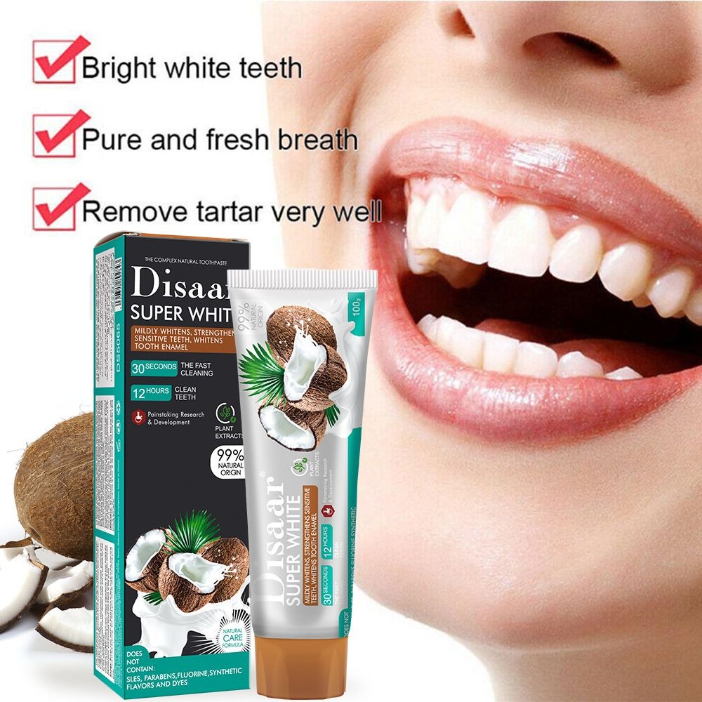 (WHOLESALE) Natural Coconut Teeth Whitening Toothpaste Oral Hygiene Antibacterial Tooth Stains