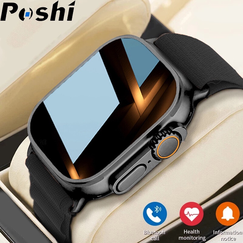 POSHI Smart Watch Men Bluetooth Call Custom Wallpaper NFC Wireless Charge Fitness Tracker Women Fashion Sport Watches Heart Rate Monitor SmartWatch Waterproof For Android ios