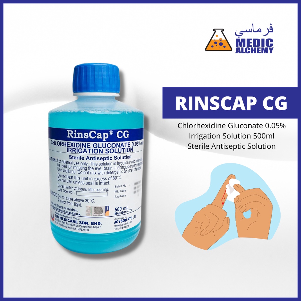Rinscap cg chlorhexidine gluconate 0 05 irrigation solution sterile