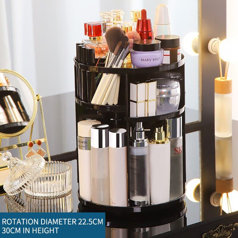 FREE GIFT  360 Degree Organiser Rotating Transparent Cosmetic Storage Box Acrylic Rotate Makeup Organizer