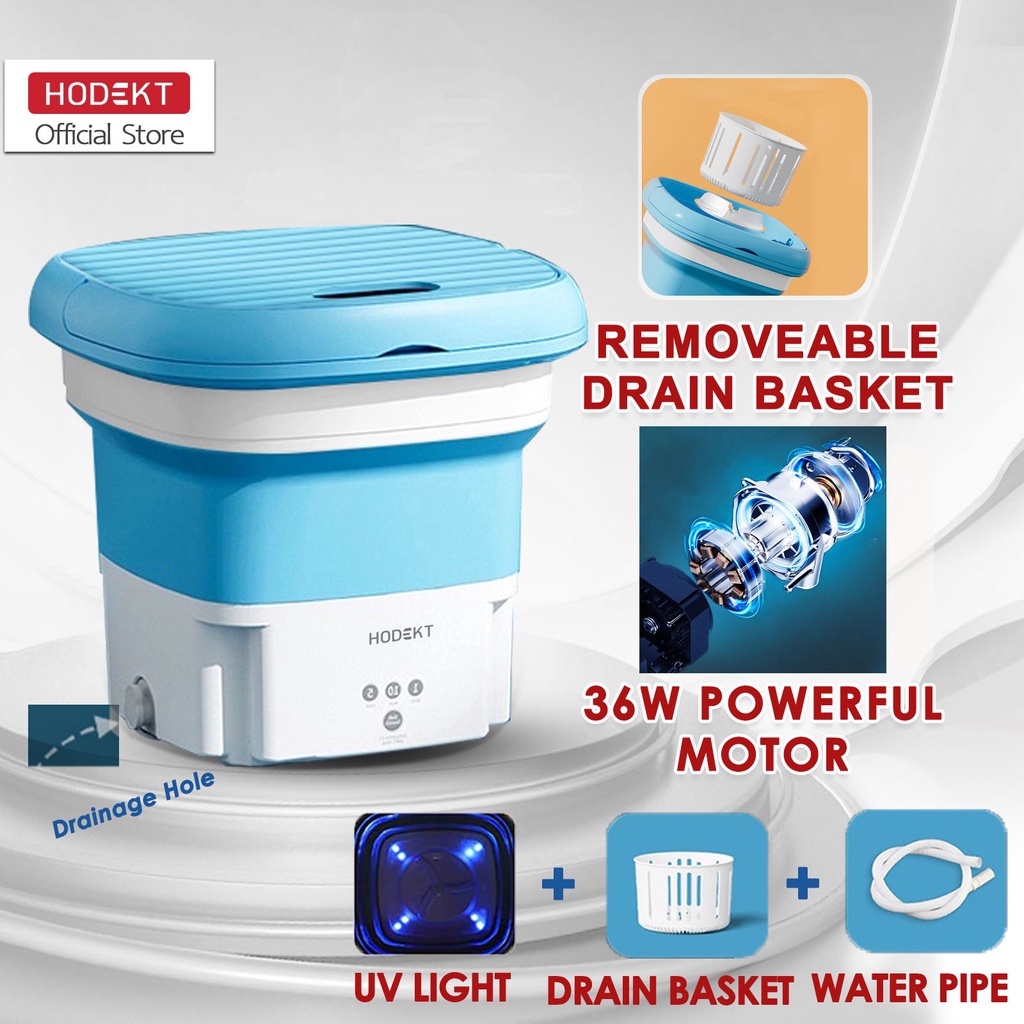 HODEKT Mini Folding Portable Washing Machine With Blue-ray Sterilization Travel Protable Mesin Basuh for Washing Baby Clothes Underclothes In Hotel Small Household Rental Dormitory