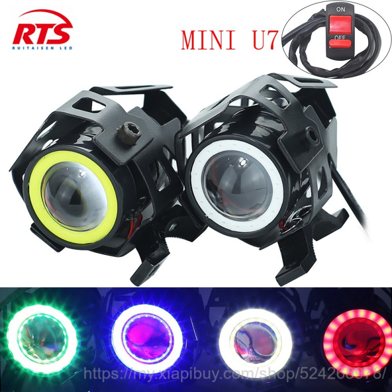 【Ready Stock】Spotlight Motorcycle LED MINI U7 Angel Eye Bright headlight High Power good quailty four color to choose