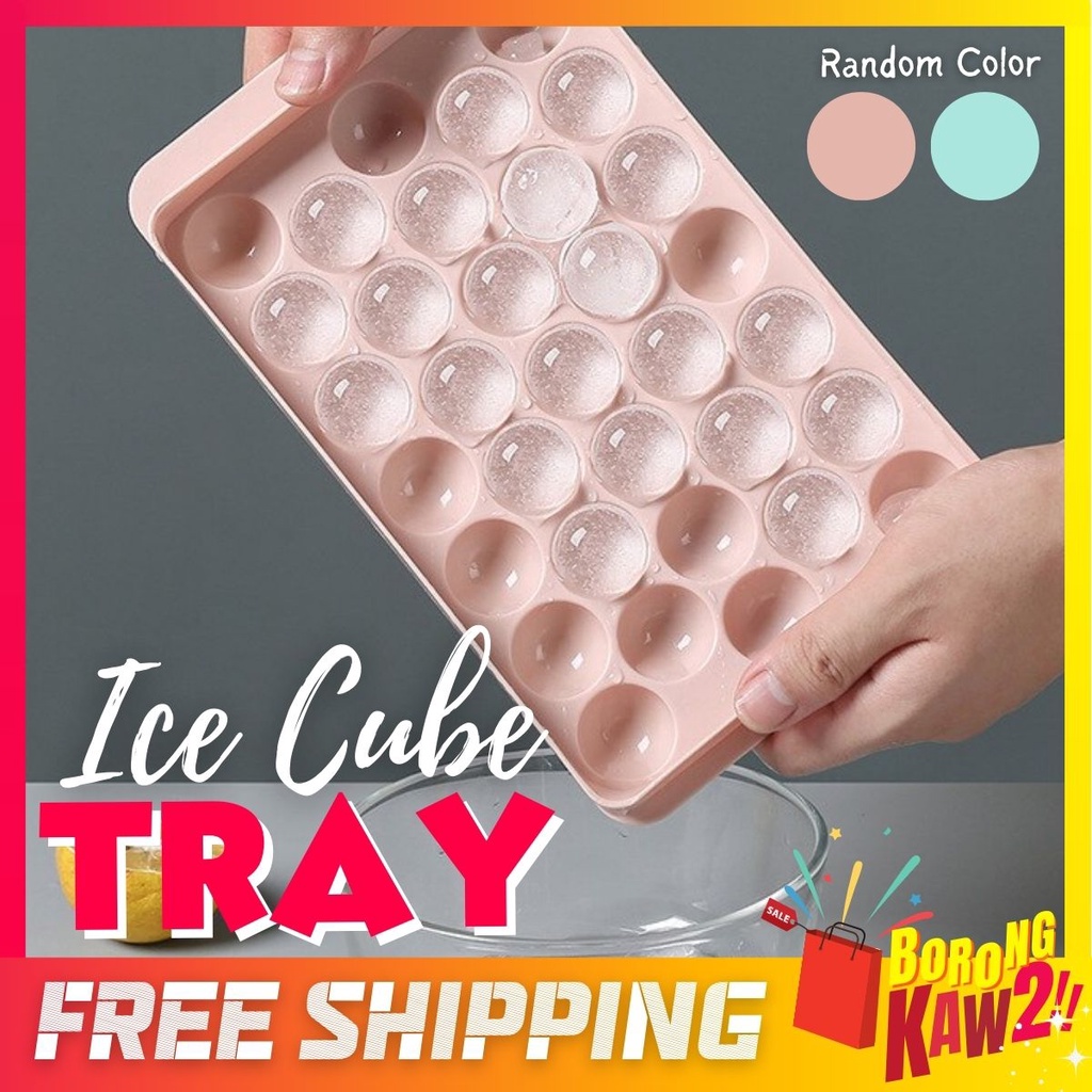 33 Grid Round Ice Cube Ball Mold Tray Maker with Lid Frozen Storage Ice Box Bekas Acuan Ais 冰盘