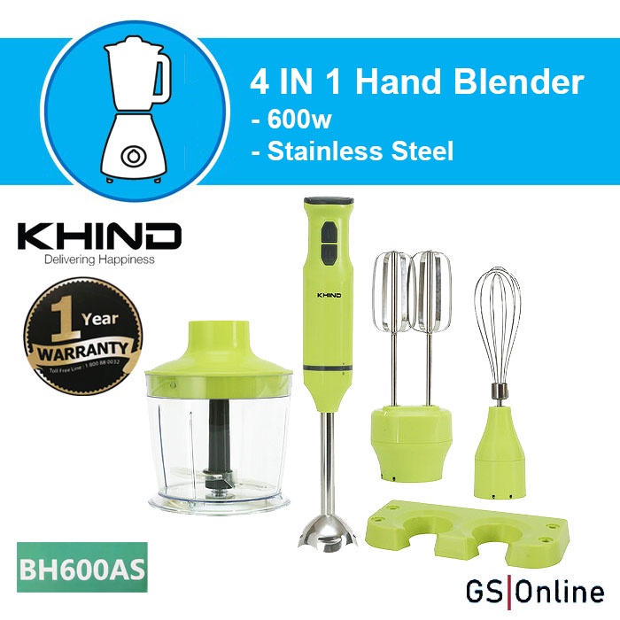KHIND 4 In 1 Hand Blender 600w Stainless Steel BH600AS Shopee Malaysia