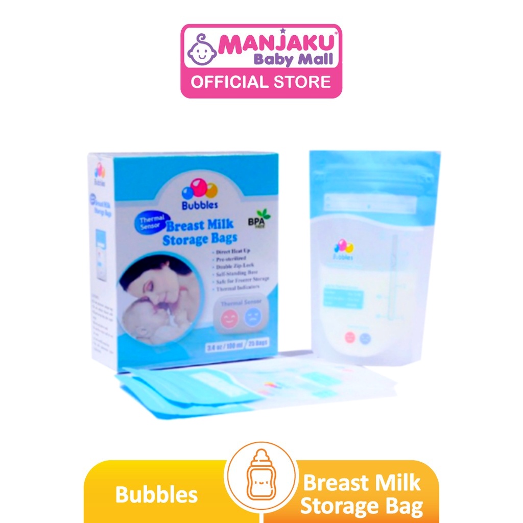 Bubbles Thermal Sensor Double Ziplock Breastmilk Bags 3.4oz (25pcs) Shopee Malaysia