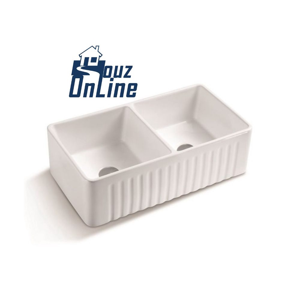 33" REVERSIBLE DOUBLE BOWL FIRECLAY FARMHOUSE KITCHEN SINK WITH SINK