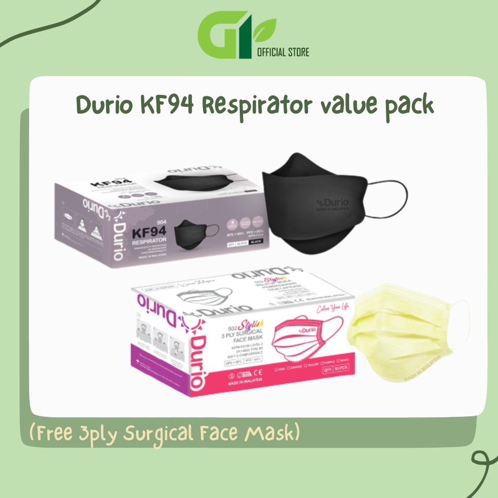 [GY Office] Durio KF94 RespiratorValue Pack (Free 3ply Surgical Face