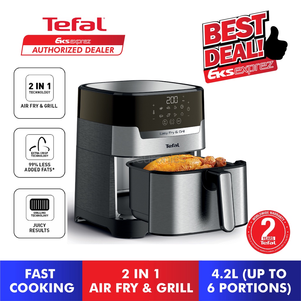 Tefal Easy Fry & Grill Digit 2 In 1 Air Fryer & Grill EY505D | Shopee ...